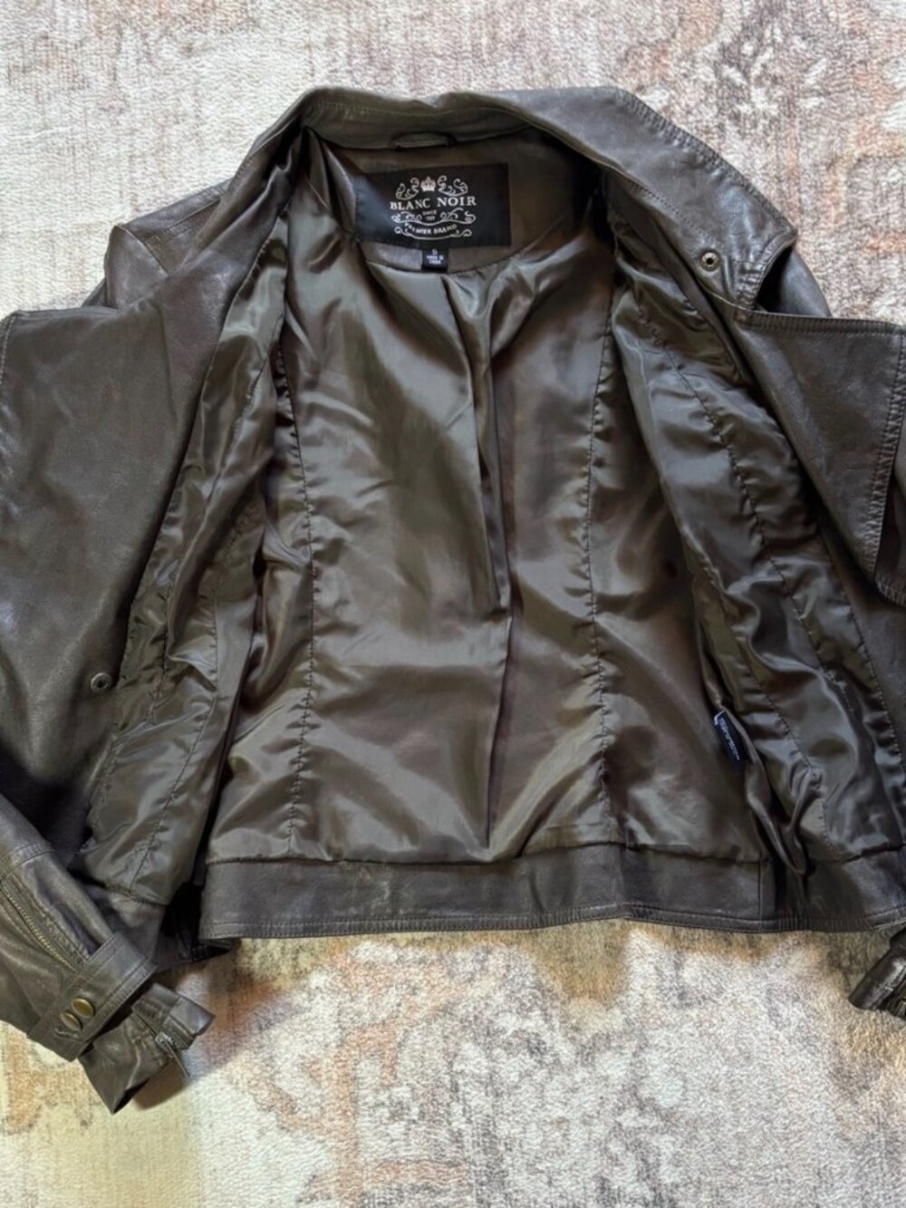 Blanc Noir Gray Faux Leather Moto Jacket Women's SZ S Asymmetrical Zip - Picture 2 of 7